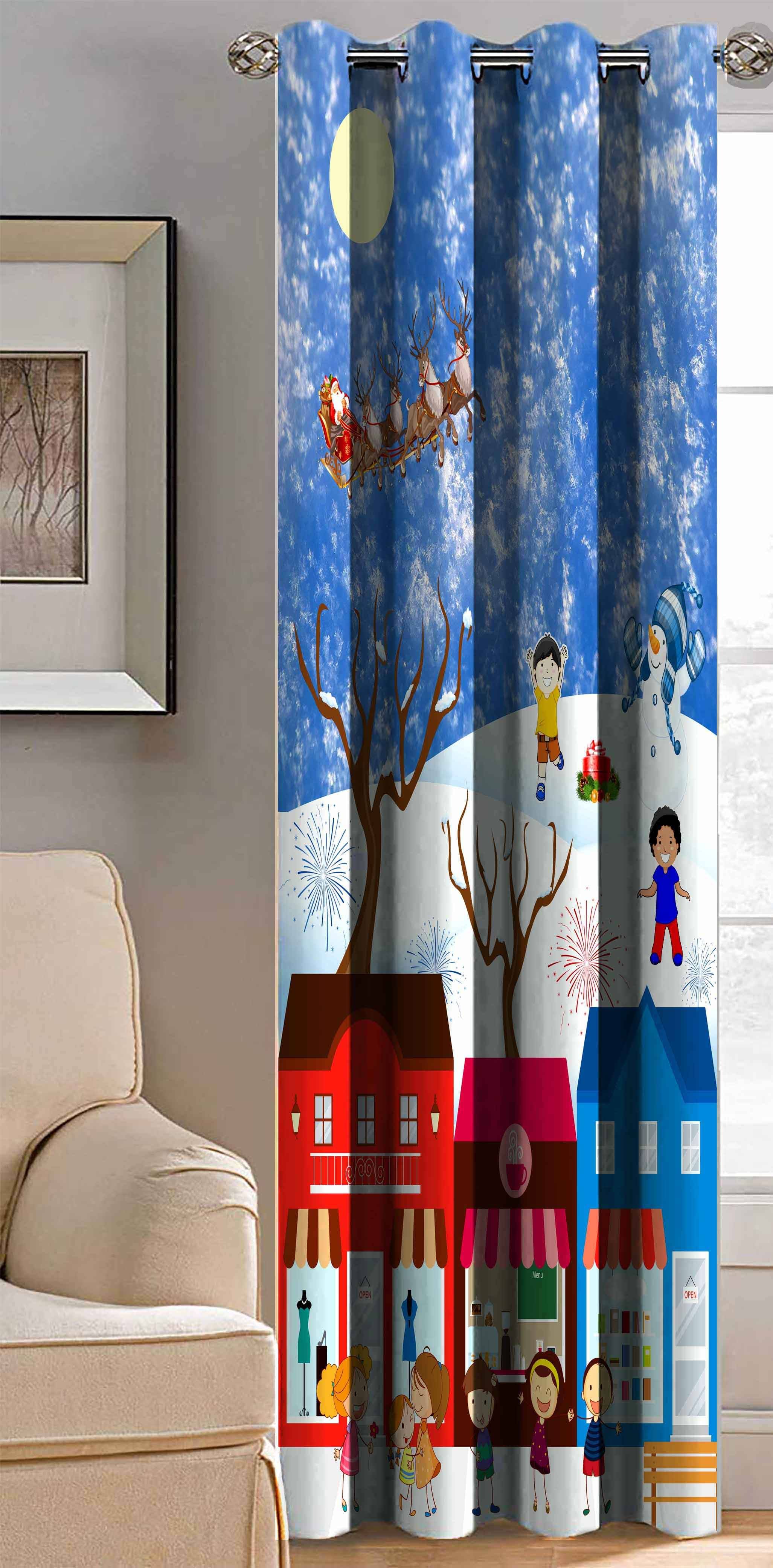     			BELLA TRUE Printed Semi-Transparent Curtain 7 ft Pack of 1 Multi Color