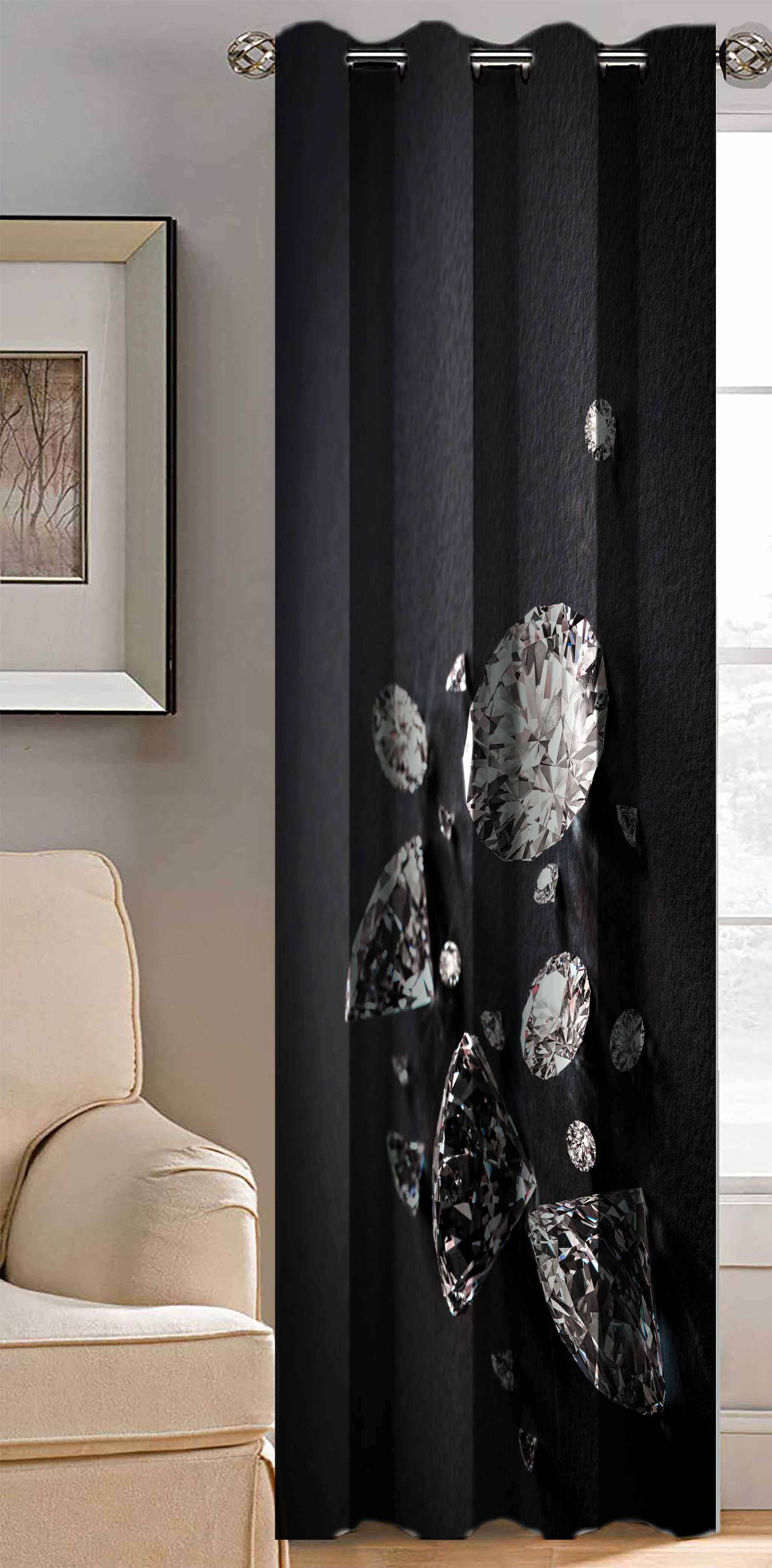 BELLA TRUE Printed Semi-Transparent Curtain 5 ft Pack of 1 Black BELLA TRUE Printed Semi-Transparent Curtain 5 ft Pack of 1 Black