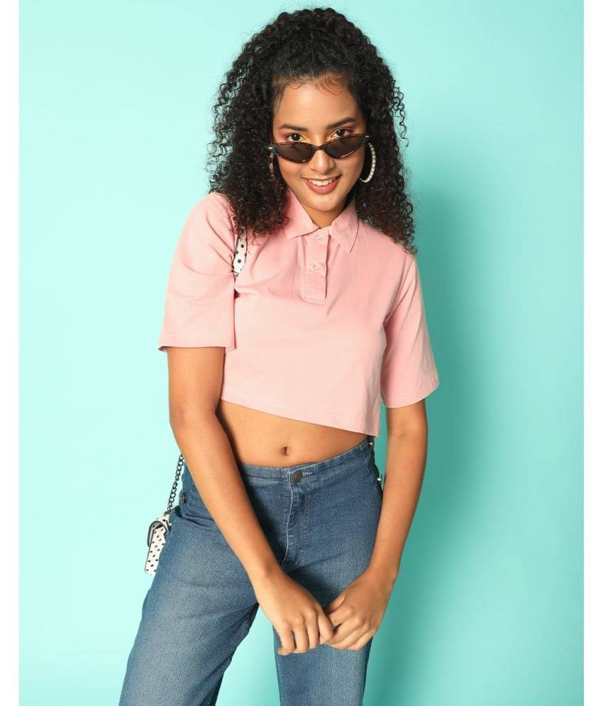     			JUNEBERRY Women's Cotton Crop Top ( Pink )
