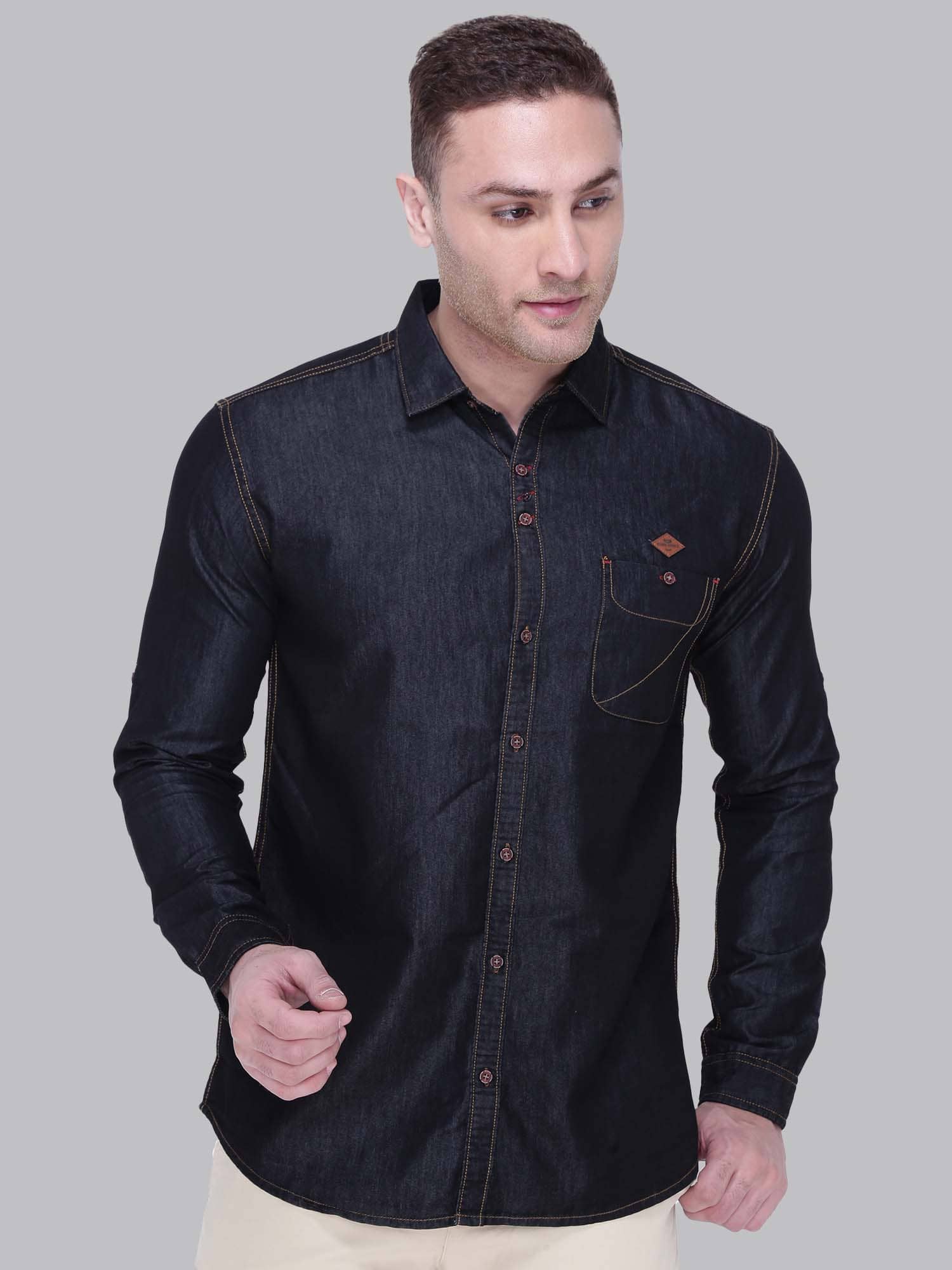 Kuons Avenue - Grey Denim Slim Fit Men's Casual Shirt ( Pack of 1 )