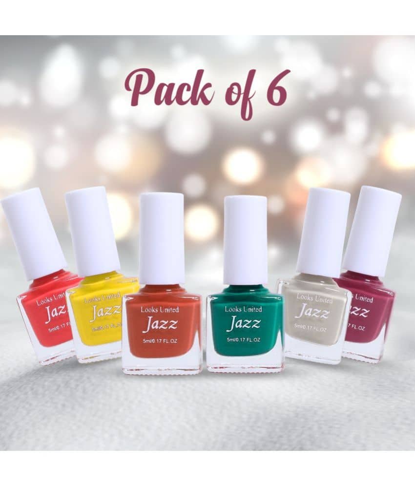 Looks United - Multi Glossy Nail Polish ( Pack of 6 )