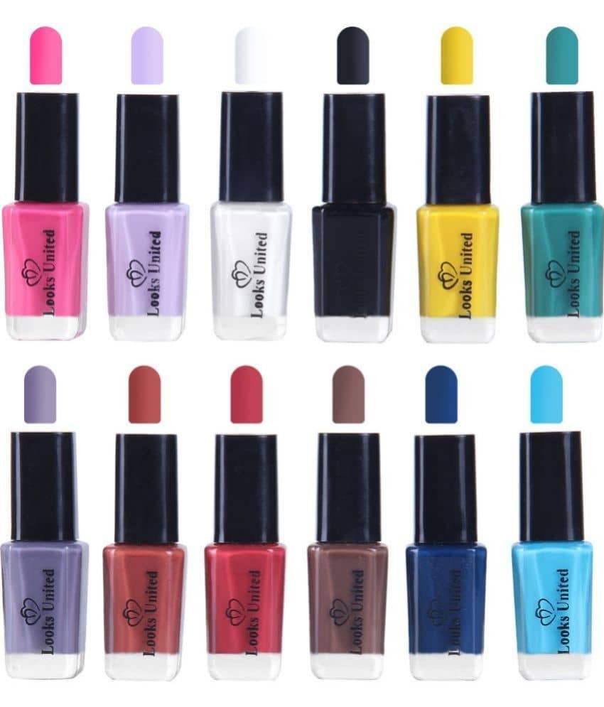 Looks United - Multi Glossy Nail Polish ( Pack of 12 )