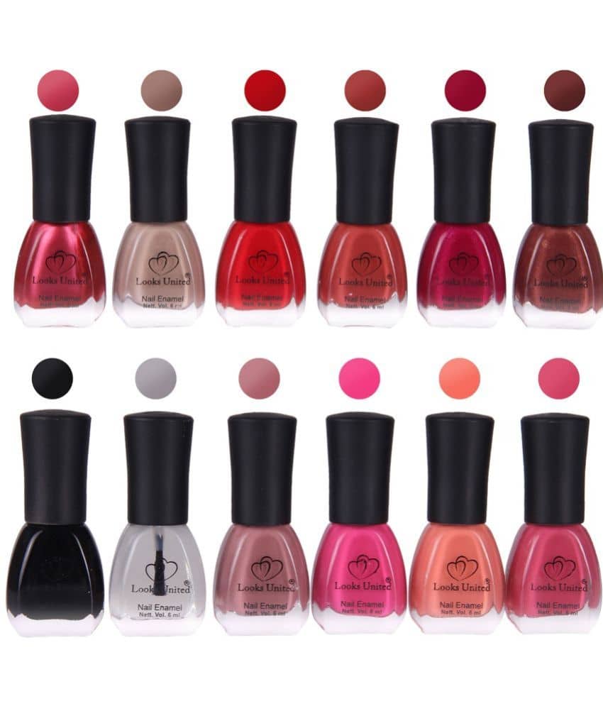 Looks United - Multi Glossy Nail Polish ( Pack of 12 )