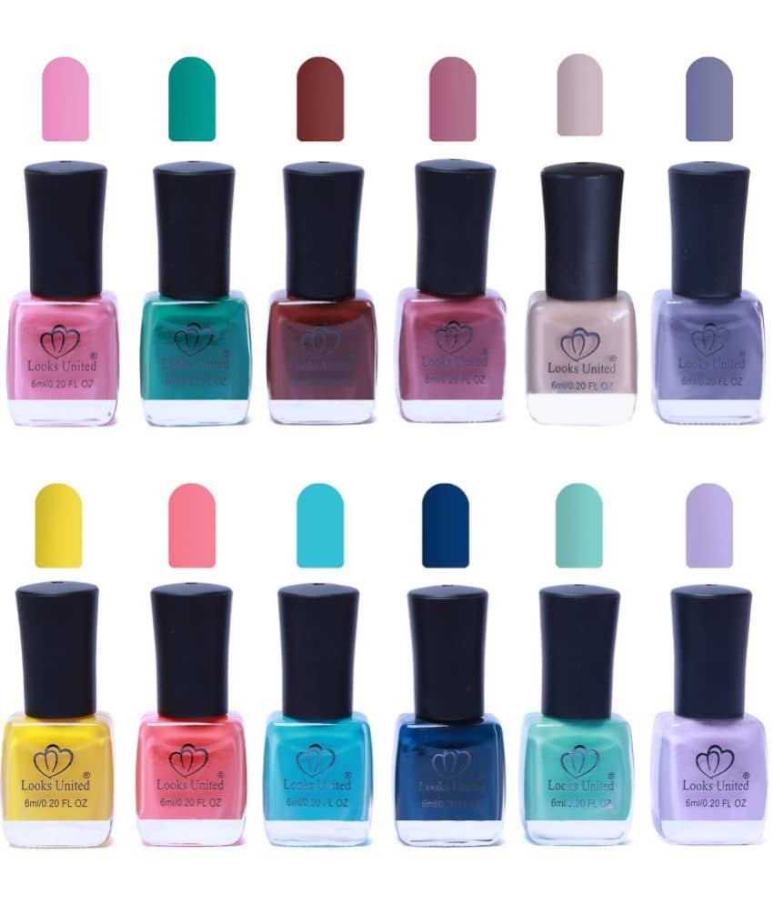 Looks United - Multi Glossy Nail Polish ( Pack of 12 )