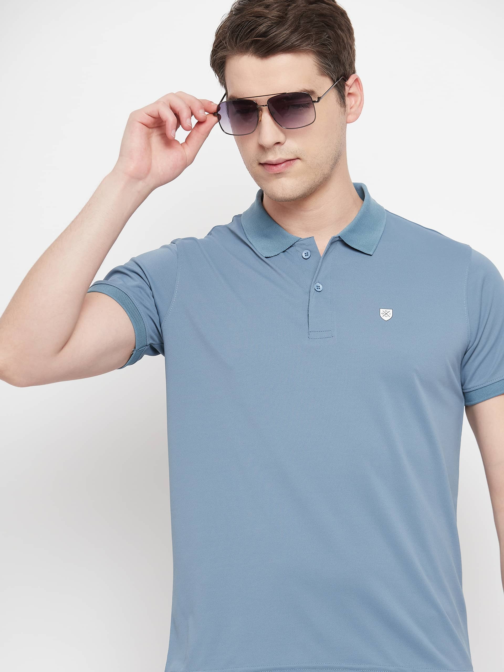 OGEN Pack of 1 Cotton Blend Regular Fit Solid Half Sleeves Men's Polo T Shirt ( Blue )