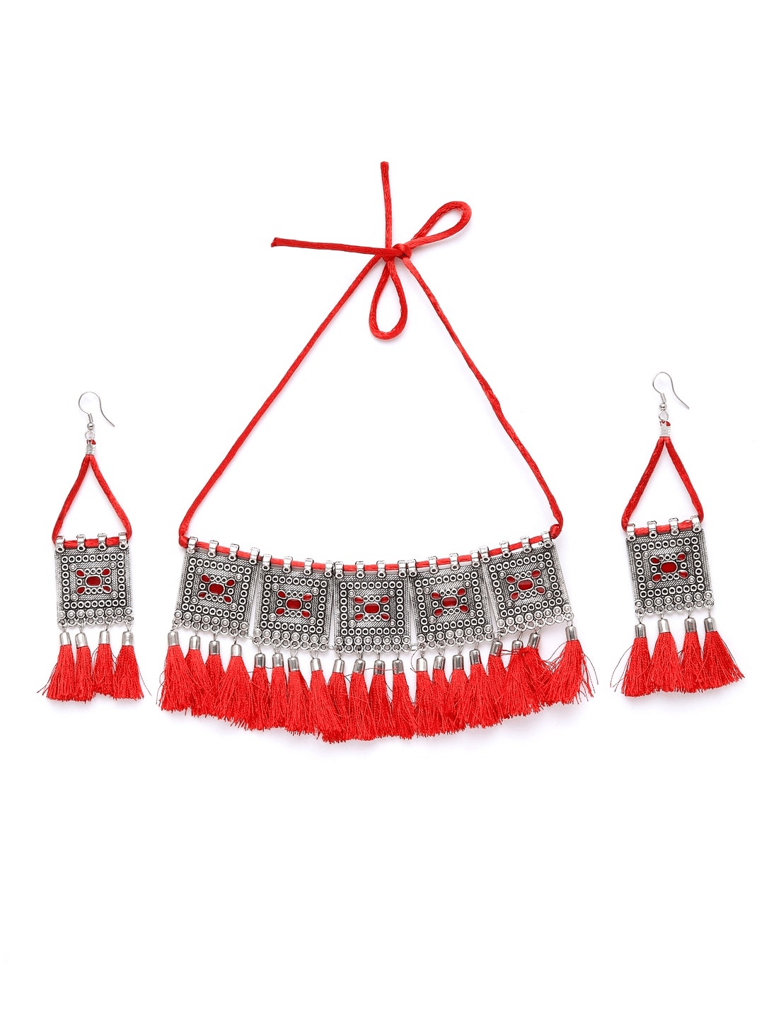 PUJVI - Red Alloy Necklace Set ( Pack of 1 )