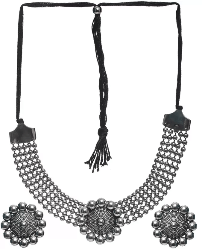 PUJVI - Silver Alloy Necklace Set ( Pack of 1 )