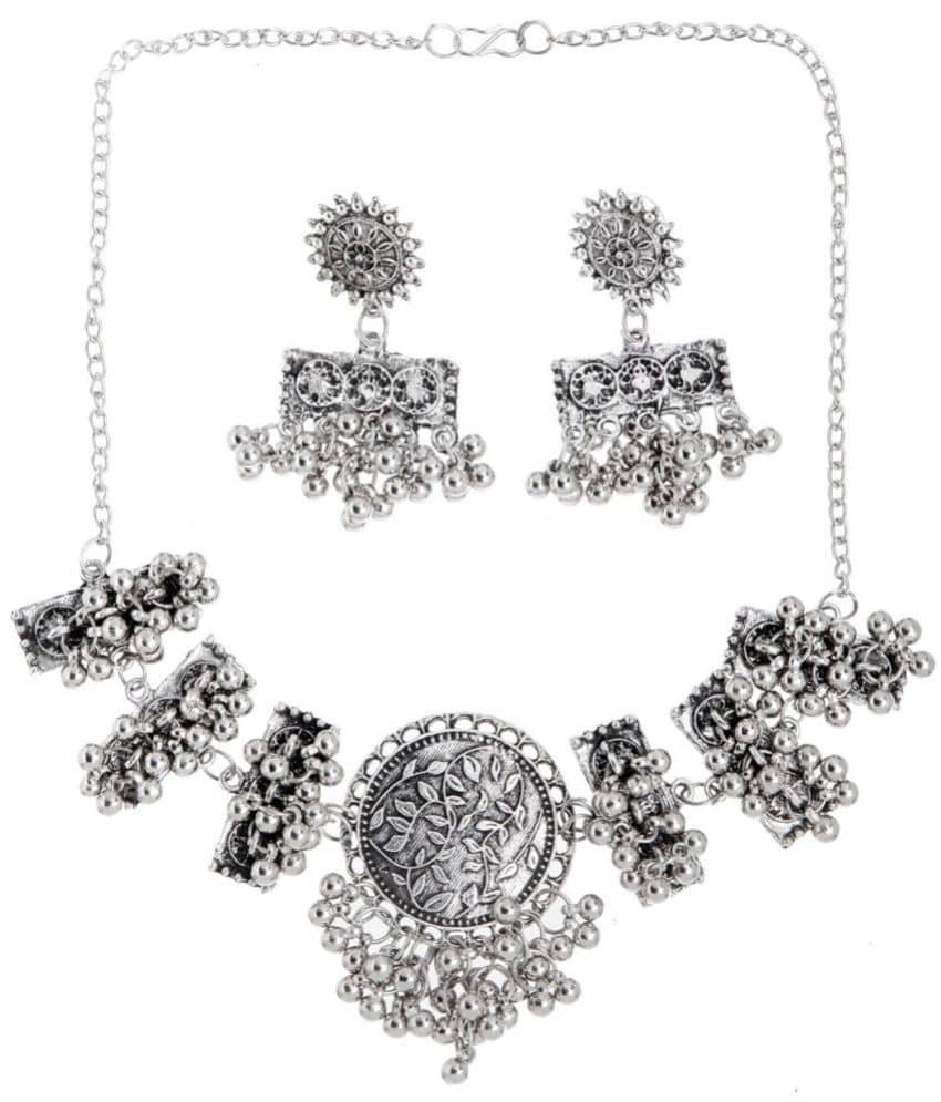 PUJVI - Silver Alloy Necklace Set ( Pack of 1 )