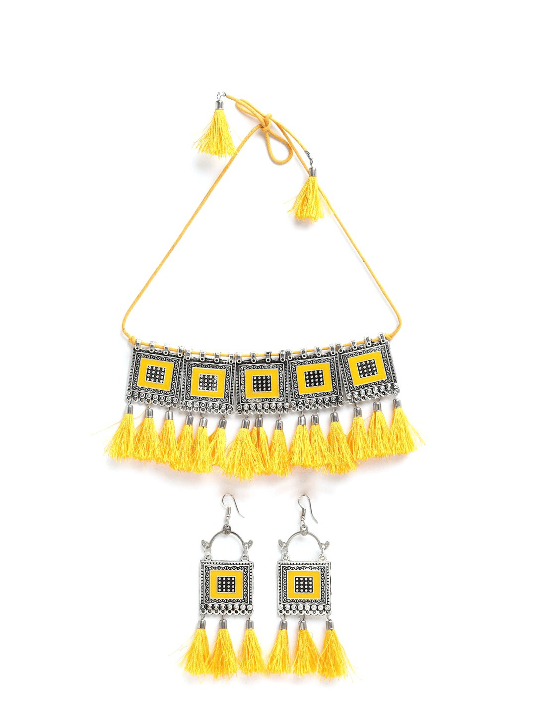 PUJVI - Yellow Alloy Necklace Set ( Pack of 1 )