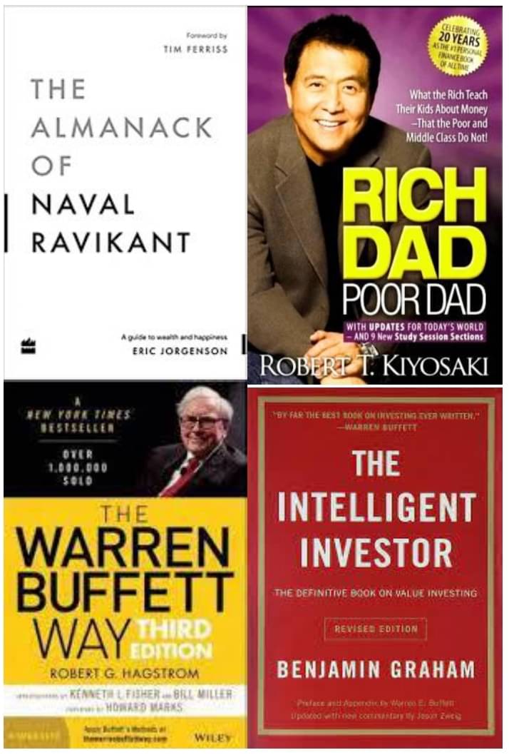 The Almanack Of Naval Ravikant + Rich Dad Poor Dad + The warren buffett way + The Intlligent Investor     			The Almanack Of Naval Ravikant + Rich Dad Poor Dad + The warren buffett way + The Intlligent Investor