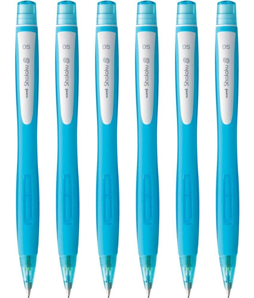 Uni-Ball Shalaku M7-228 0.7Mm Built In Eraser (Blue Body) Mechanical Pencil (Pack Of 6, Blue)