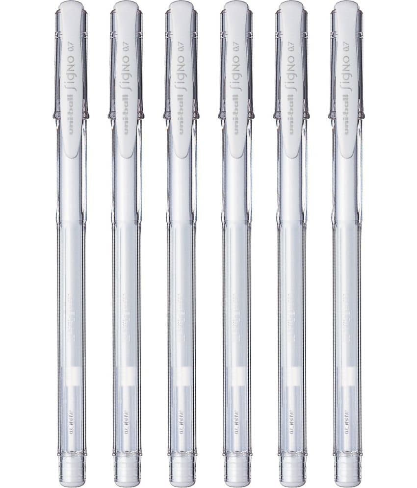 Uni-Ball Signo Um-100 Cream White Ink Gel Pen (Pack Of 6, Cream White)