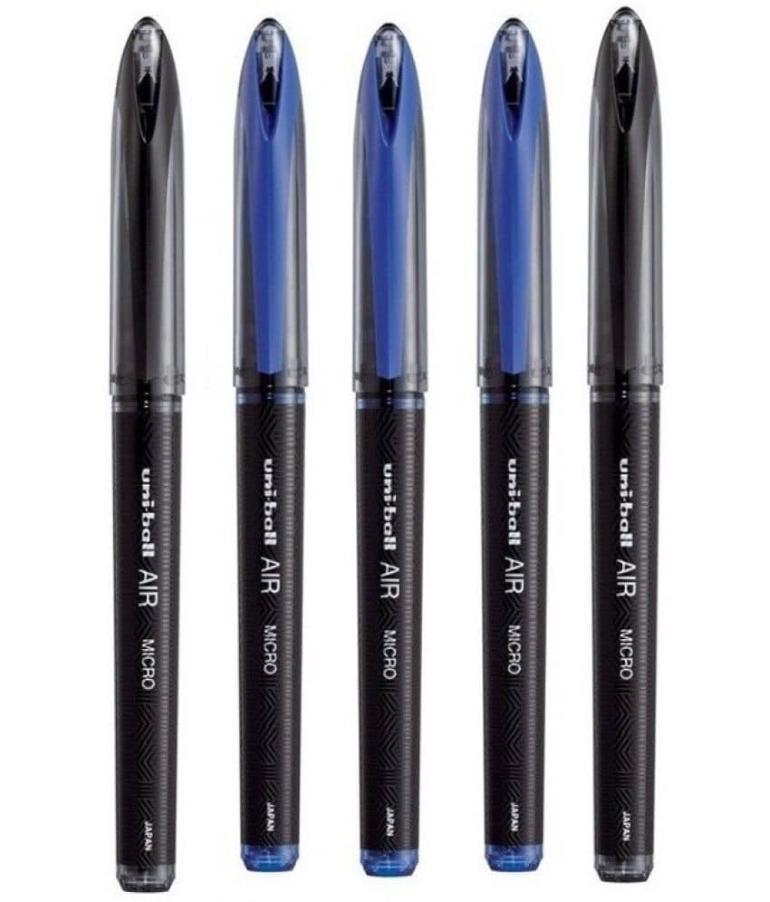 Uni Ball Air (3 Blue + 2 Black) Roller Ball Pen (Pack Of 5, Blue, Black)