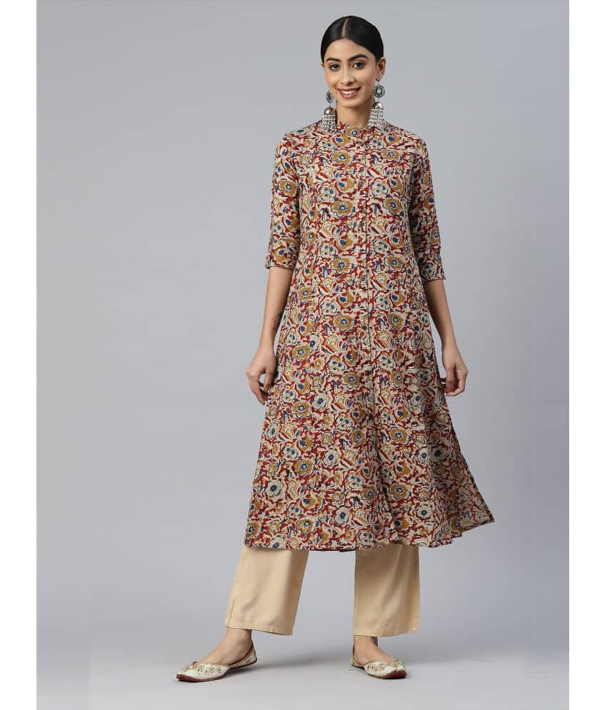 Vbuyz Pack of 1 Rayon Printed Front Slit Women's Kurti - ( Beige ) - Kurtis, Tunics | Buy online on ZillyBuy