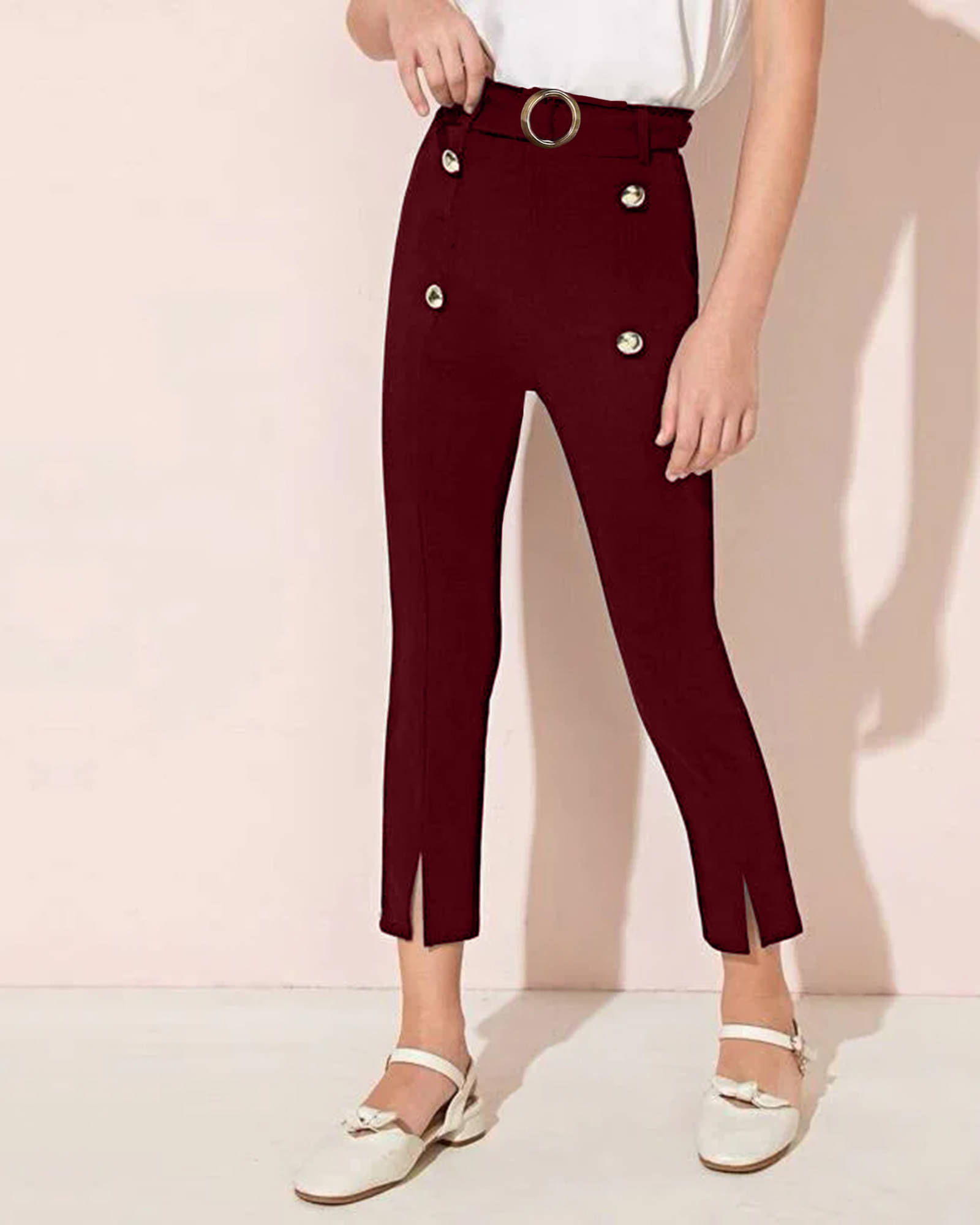     			Addyvero Regular Fit Girls Maroon Trousers