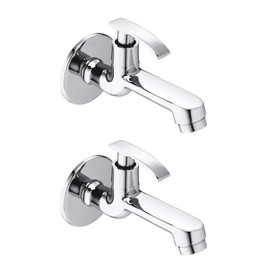 Cossimo Brass Soft Long Body Bib Cock Tap (Pack of 2) Brass Bathroom Tap (Bib Cock)