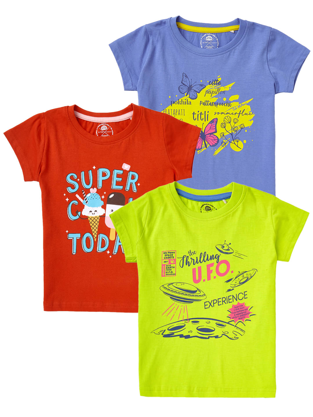     			Cub Mcpaws Pack of 3 Girls Cotton T-Shirt ( Multi )