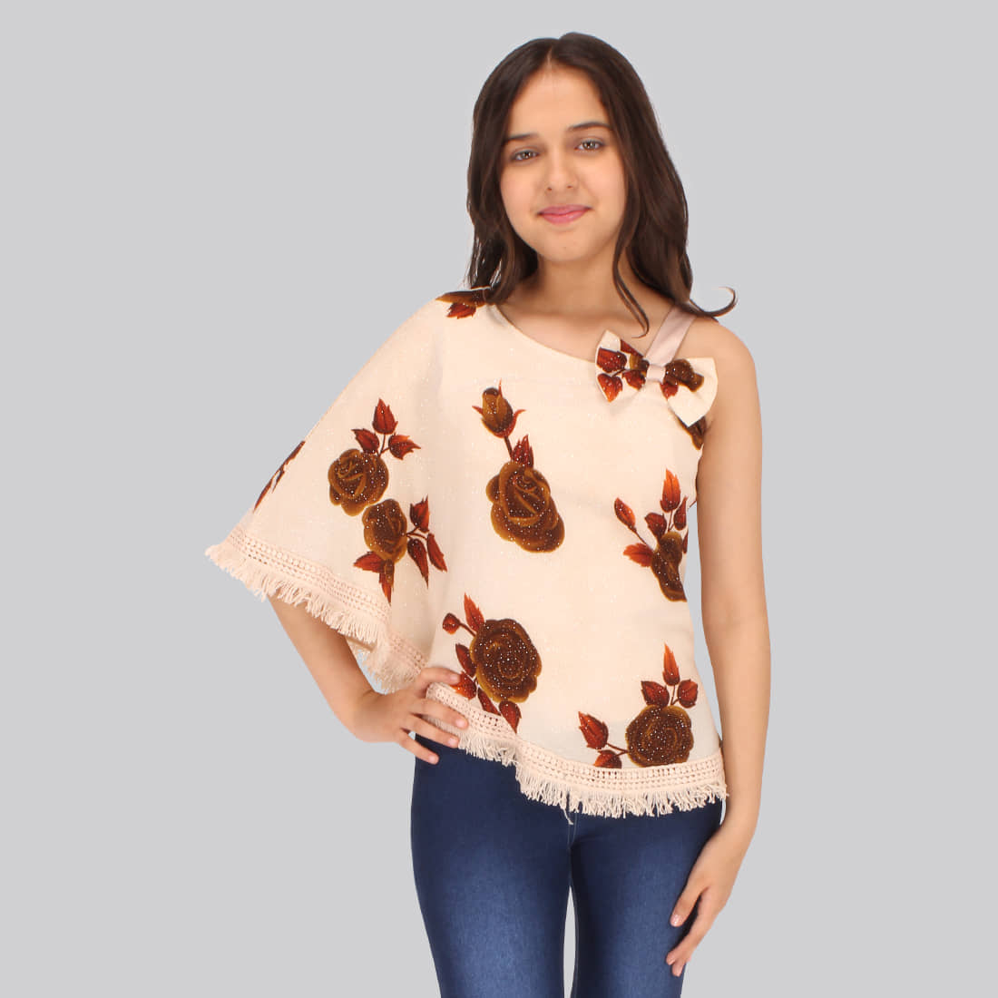 Cutecumber Pack of 1 Girls Georgette Top ( Beige )