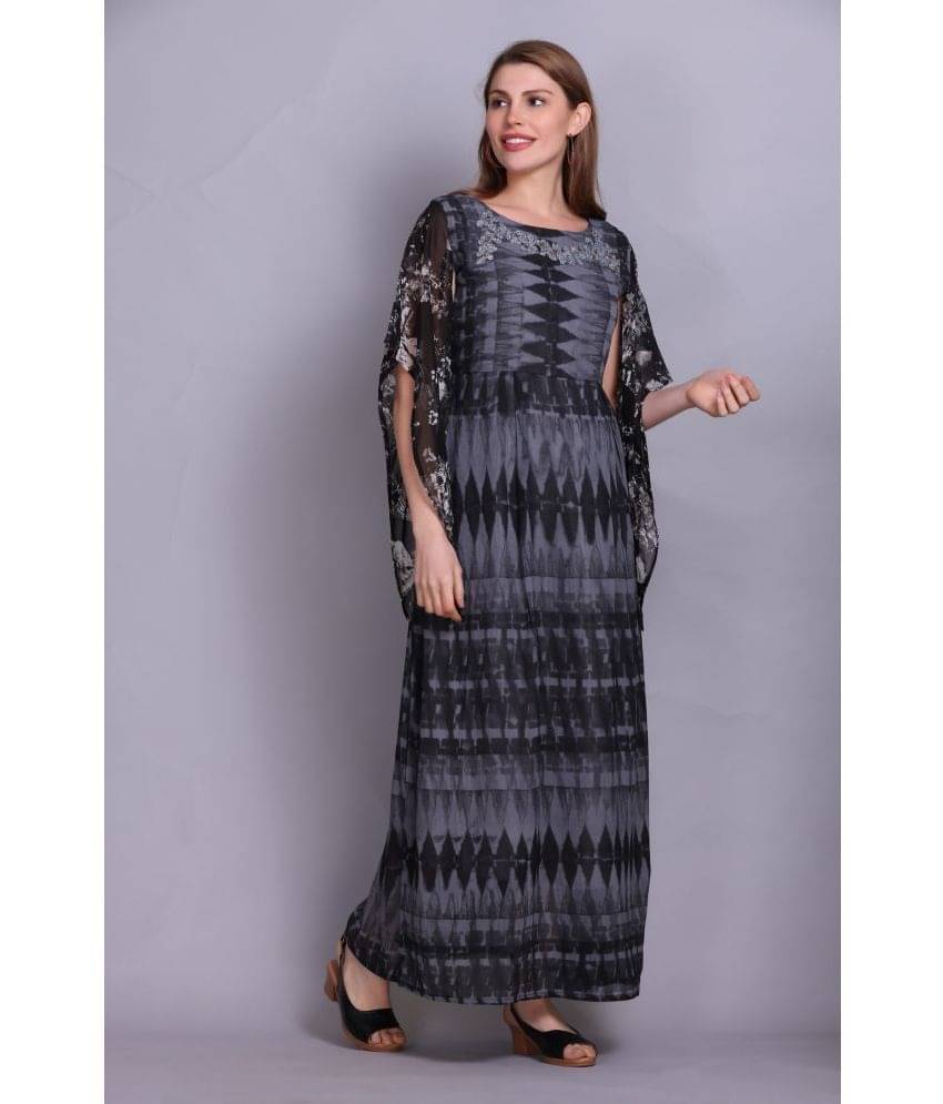     			ELTHIA Women Georgette Printed Ethnic Dress ( Black )
