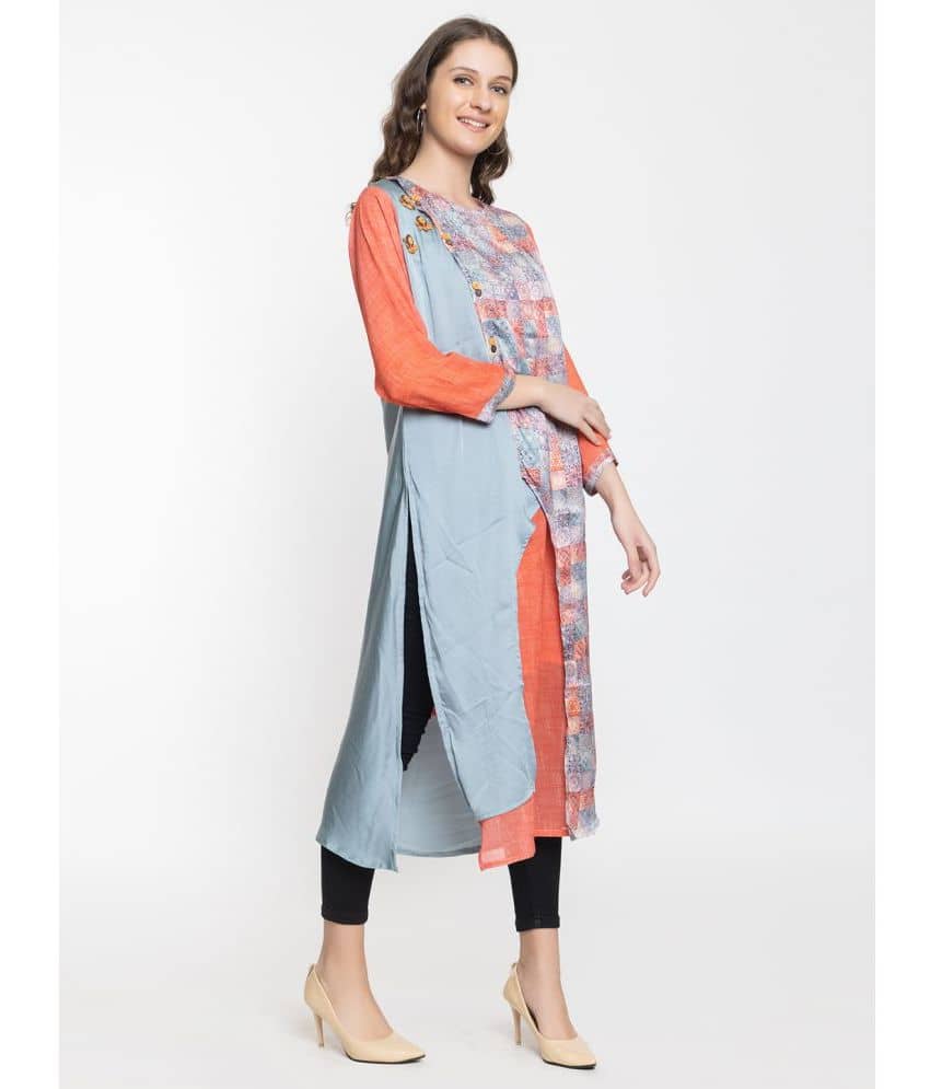 ELTHIA - Orange Silk Women's Straight Kurti ( Pack of 1 ) - Kurtis, Tunics | Buy online on ZillyBuy
