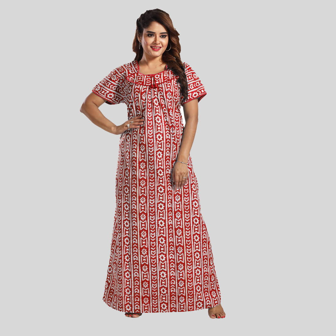 Gutthi - Maroon Cotton Women's Nightwear Nighty & Night Gowns ( Pack of 1 ) - Nightwear & Loungewear | Buy online on ZillyBuy