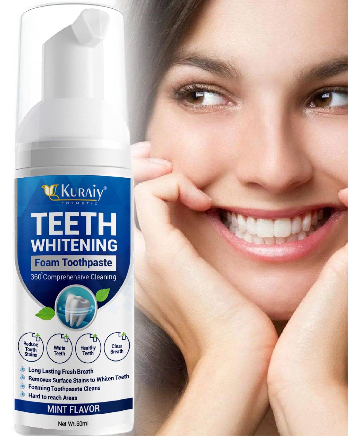 KURAIY Teeth Whitening Oral Hygiene Breath Toothpaste Foam 60ML KURAIY Teeth Whitening Oral Hygiene Breath Toothpaste Foam 60ML