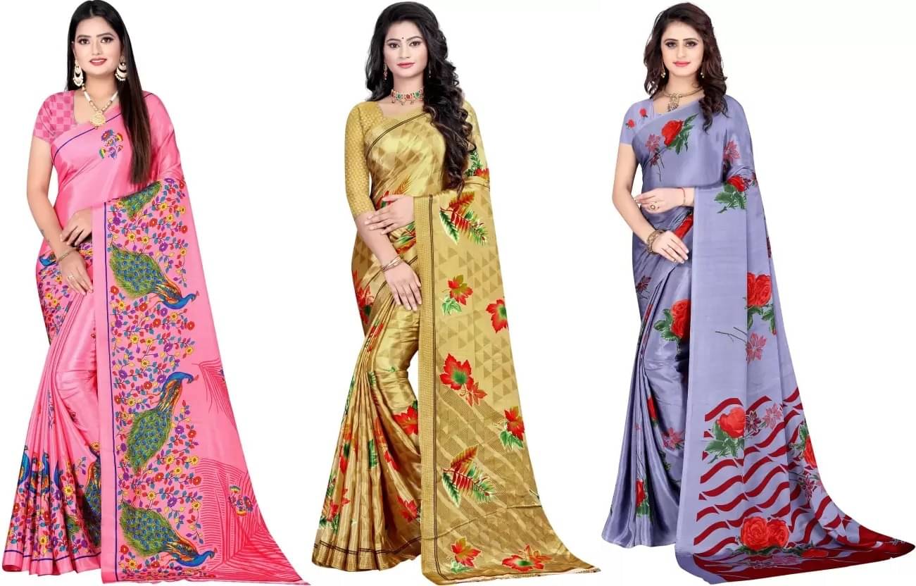     			LEELAVATI Crepe Printed Saree With Unstitched Blouse Piece ( Multicolor )