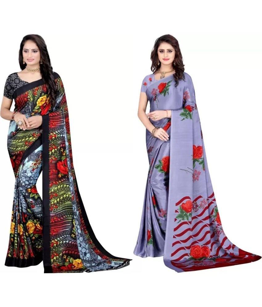 LEELAVATI Crepe Printed Saree With Unstitched Blouse Piece ( Multicolor ) LEELAVATI Crepe Printed Saree With Unstitched Blouse Piece ( Multicolor )