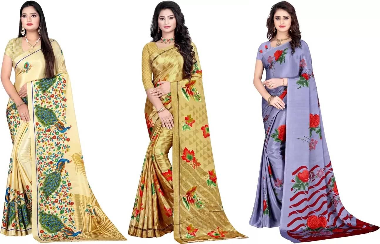     			LEELAVATI Crepe Printed Saree With Unstitched Blouse Piece ( Multicolor )