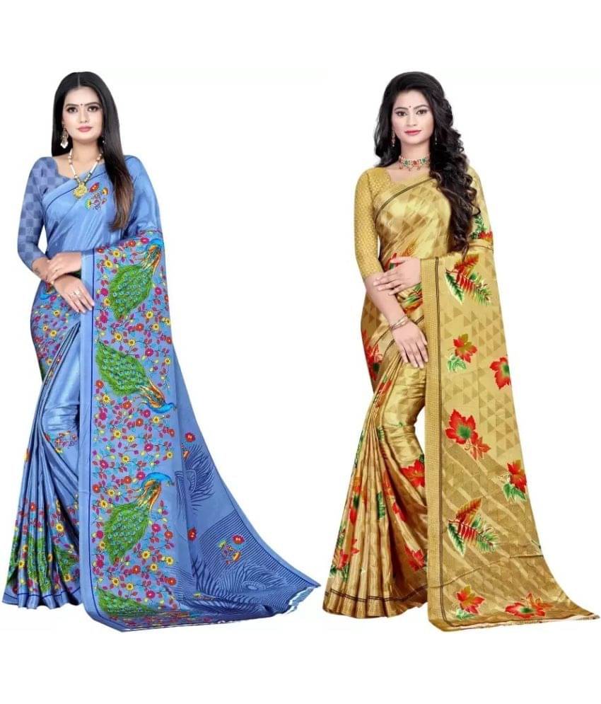     			LEELAVATI Crepe Printed Saree With Unstitched Blouse Piece ( Multicolor )