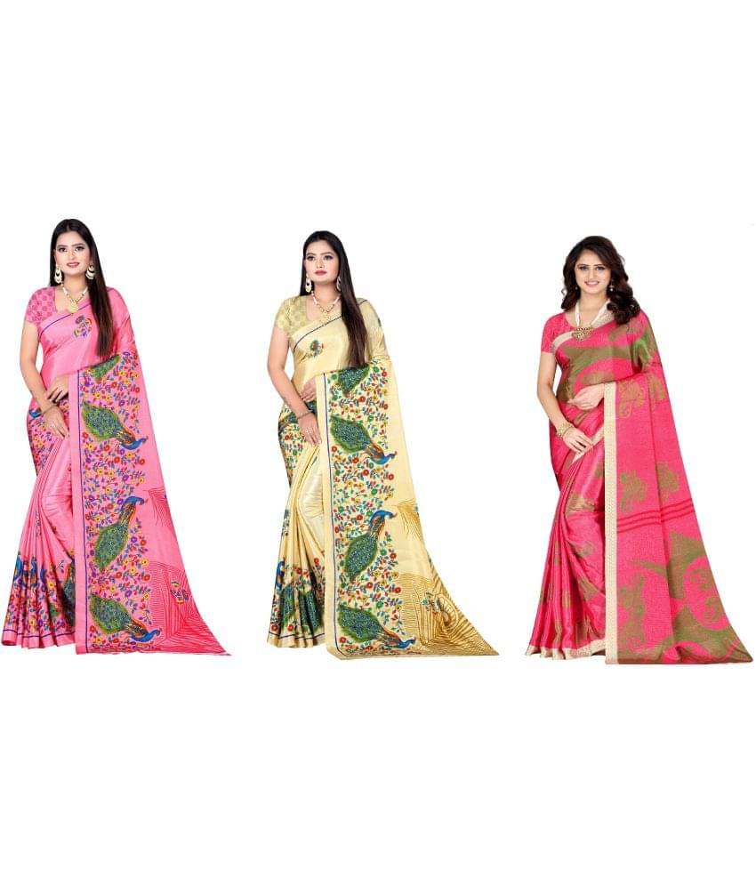     			LEELAVATI Crepe Printed Saree With Unstitched Blouse Piece ( Multicolor )