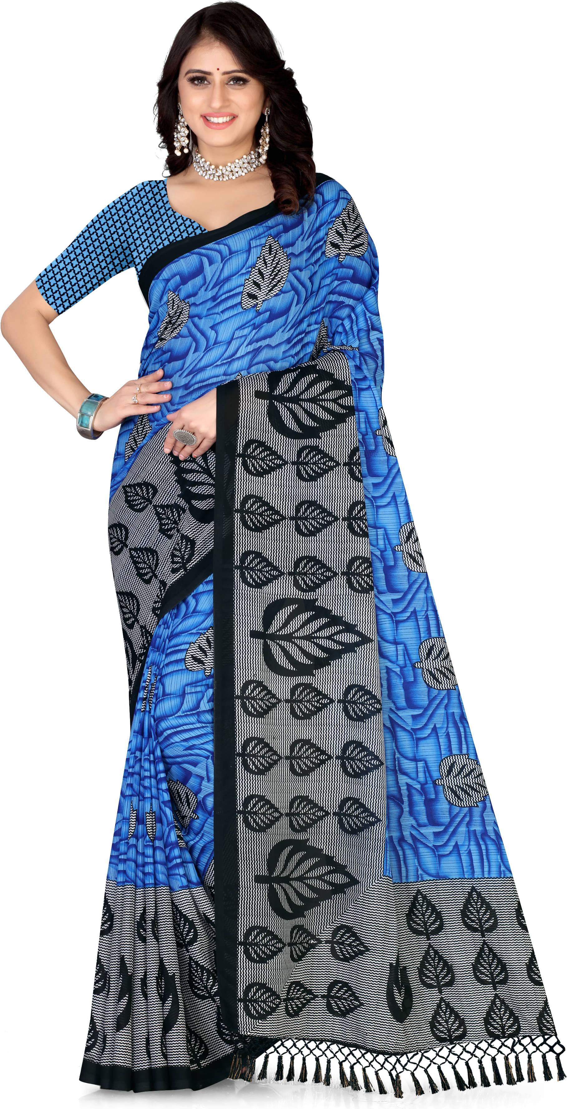     			LEELAVATI Georgette Embroidered Saree With Unstitched Blouse Piece ( Multicolor )
