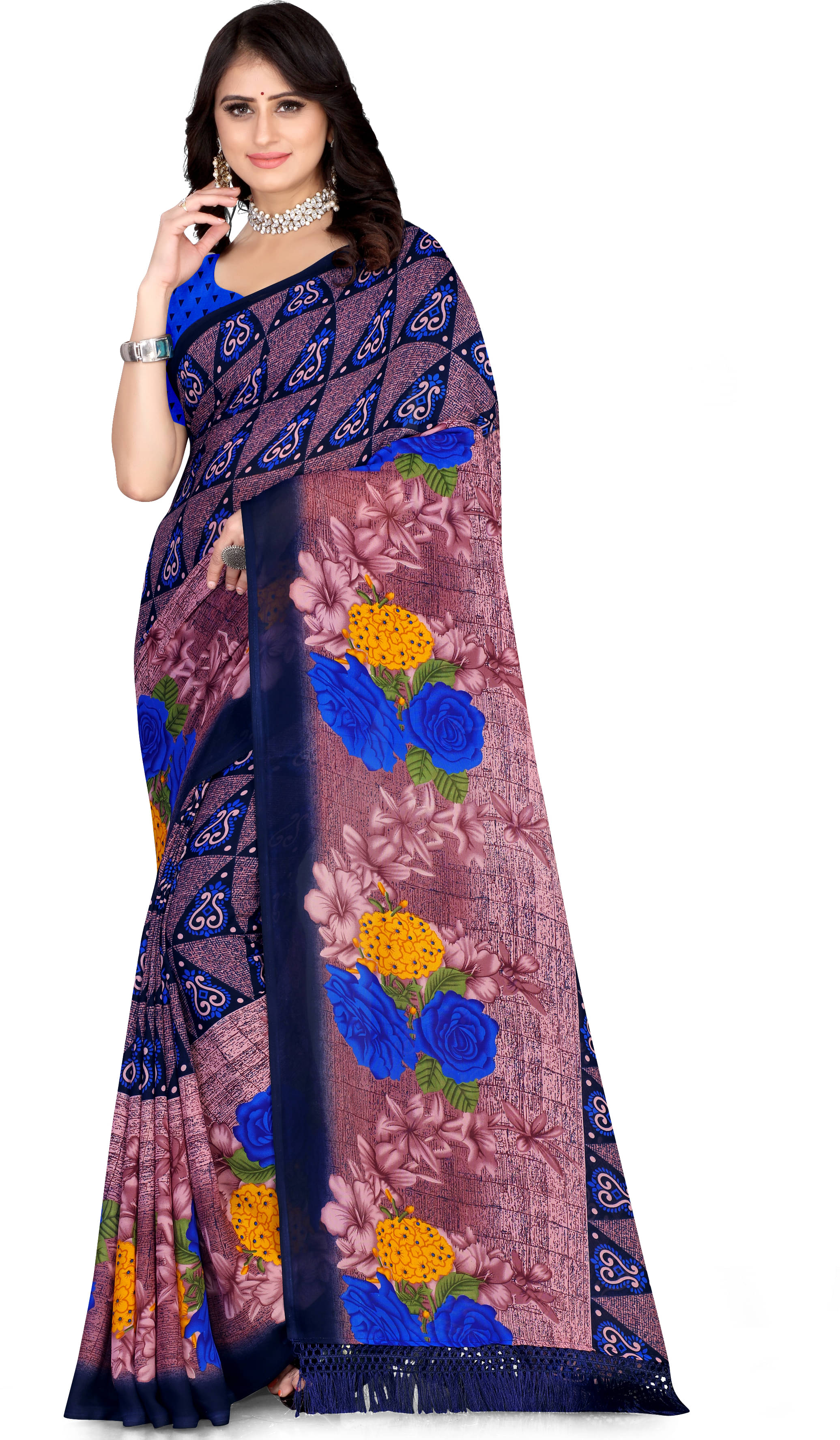 LEELAVATI Georgette Embroidered Saree With Unstitched Blouse Piece ( Multicolor ) LEELAVATI Georgette Embroidered Saree With Unstitched Blouse Piece ( Multicolor )