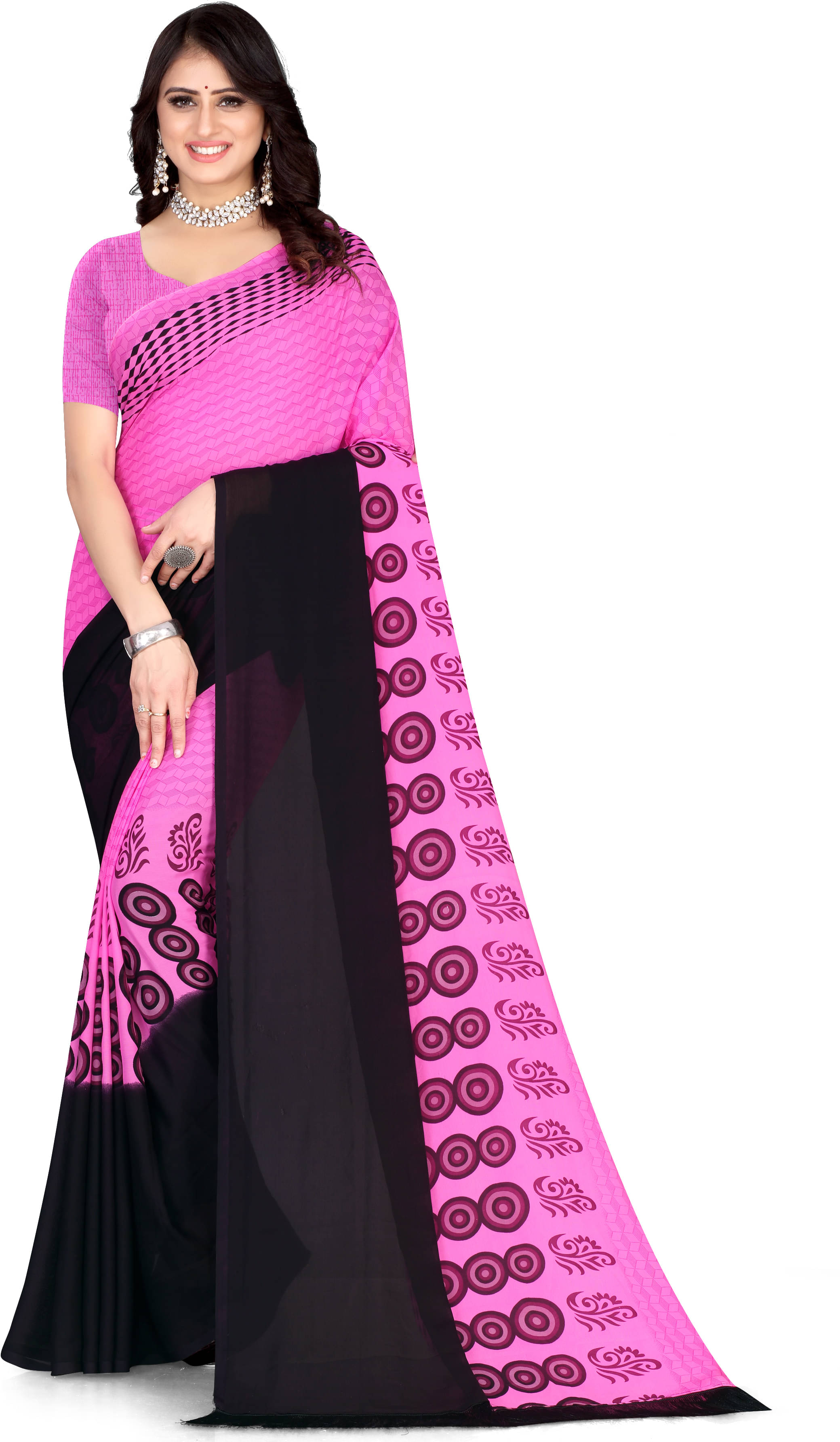 LEELAVATI Georgette Embroidered Saree With Unstitched Blouse Piece ( Multicolor ) LEELAVATI Georgette Embroidered Saree With Unstitched Blouse Piece ( Multicolor )