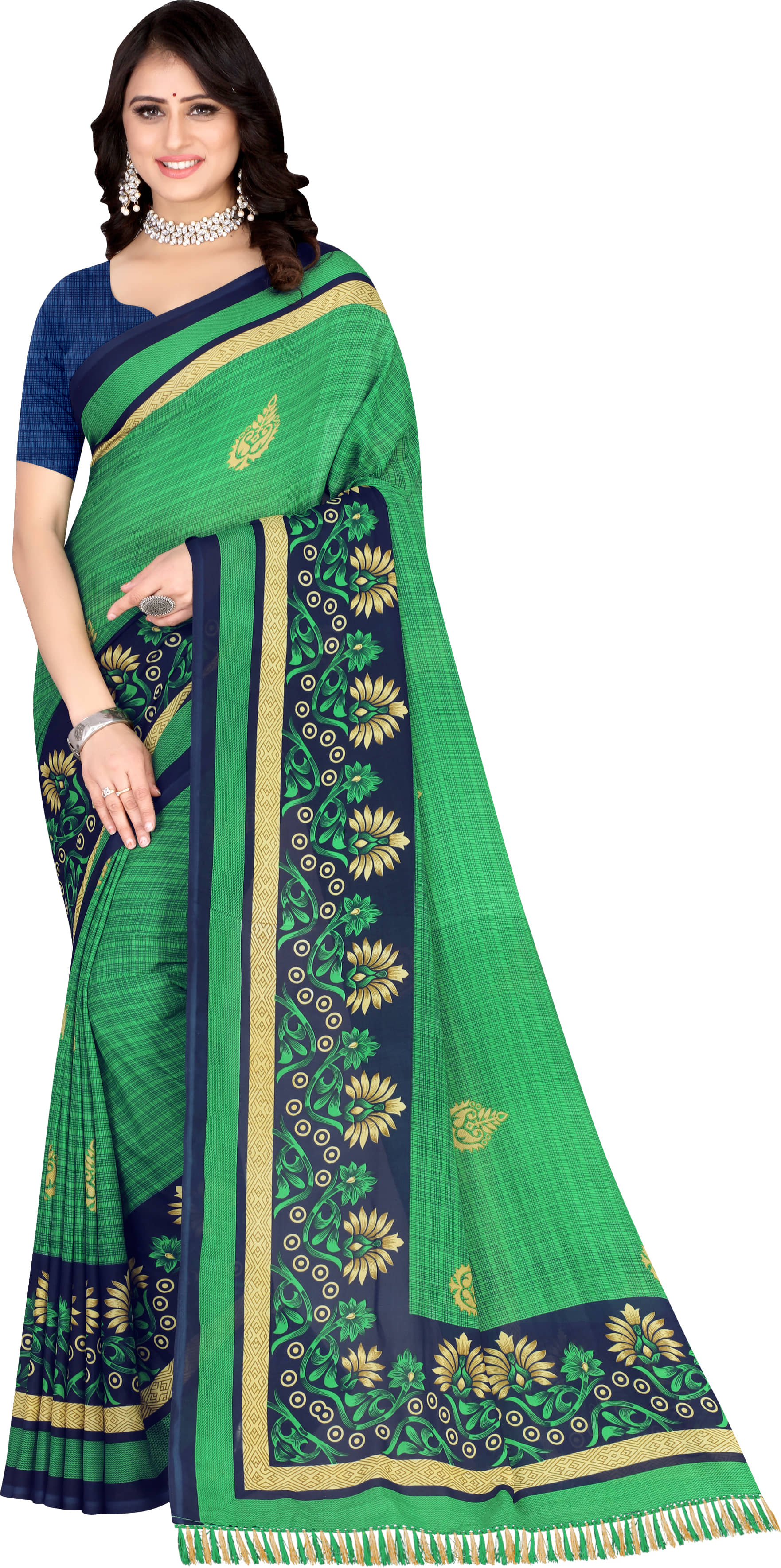 LEELAVATI Georgette Embroidered Saree With Unstitched Blouse Piece ( Multicolor ) - Sarees | Buy online on ZillyBuy
