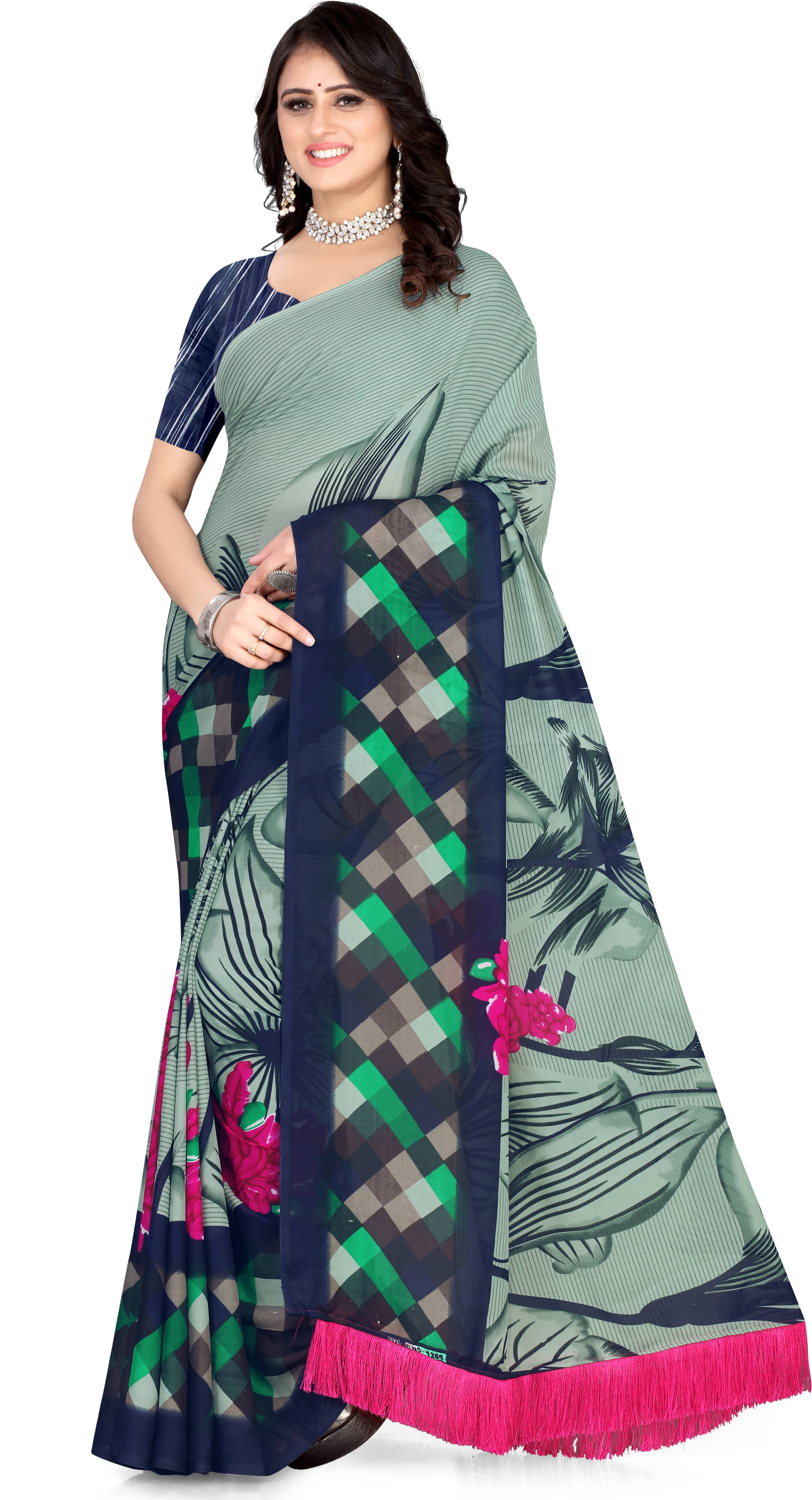 LEELAVATI Georgette Embroidered Saree With Unstitched Blouse Piece ( Multicolor ) LEELAVATI Georgette Embroidered Saree With Unstitched Blouse Piece ( Multicolor )