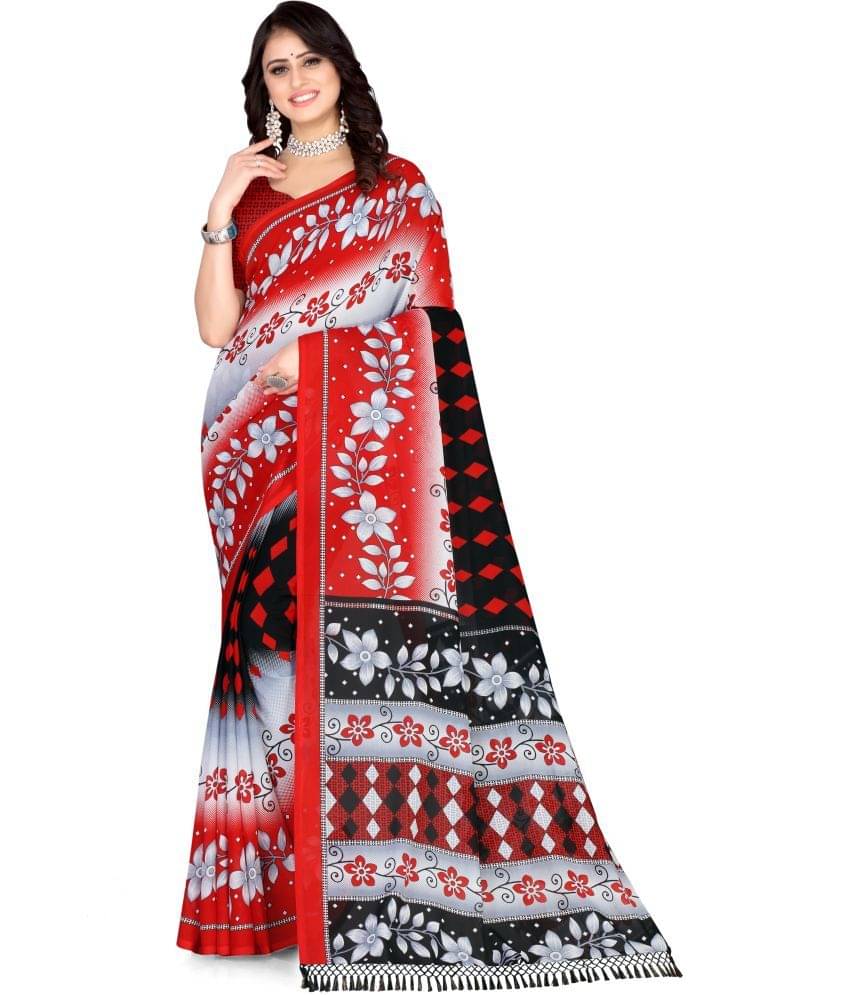 LEELAVATI Georgette Embroidered Saree With Unstitched Blouse Piece ( Multicolor ) LEELAVATI Georgette Embroidered Saree With Unstitched Blouse Piece ( Multicolor )