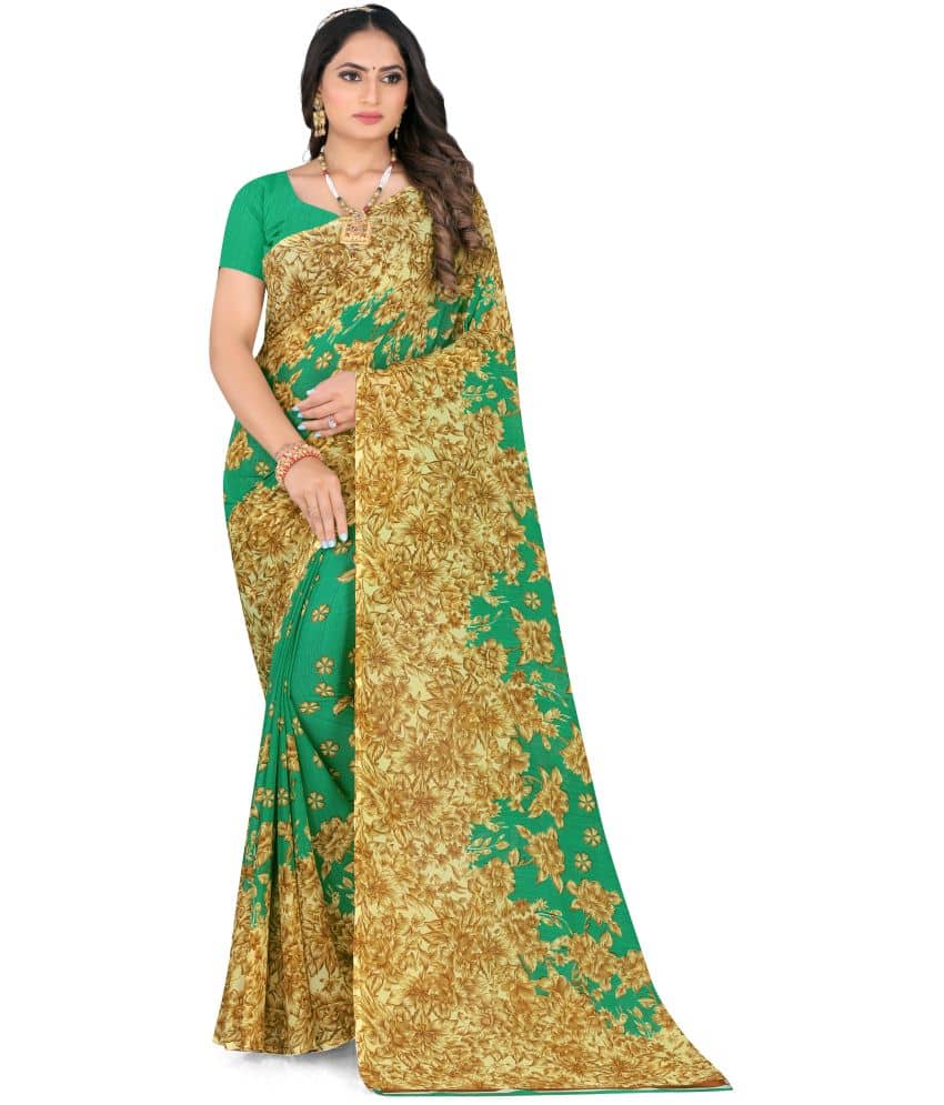 LEELAVATI Georgette Printed Saree With Unstitched Blouse Piece ( Multicolor ) - Sarees | Buy online on ZillyBuy
