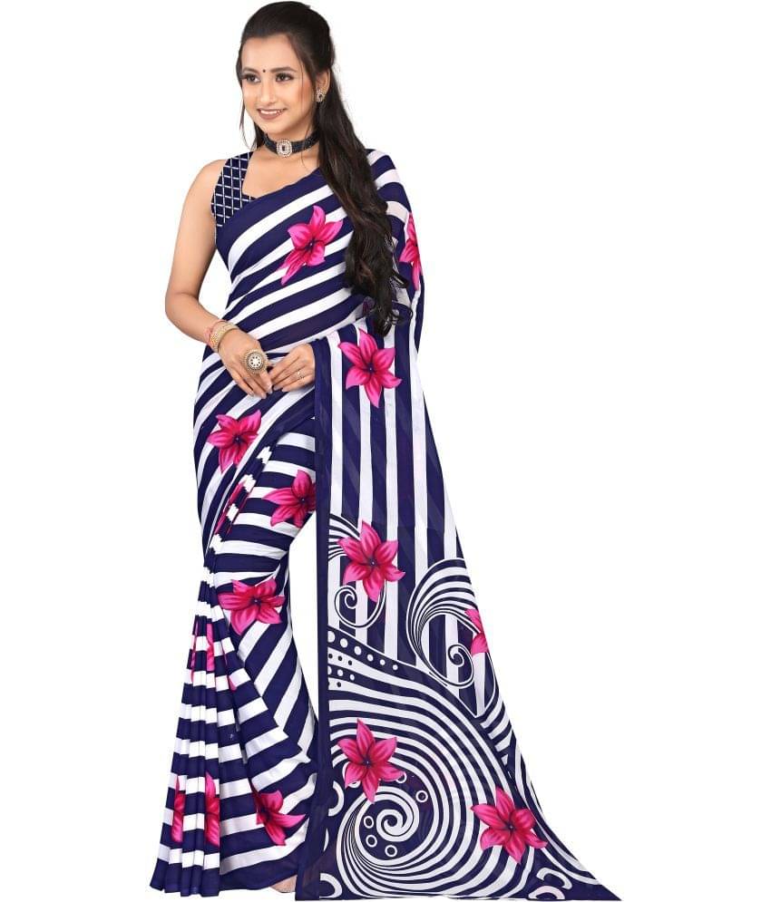     			LEELAVATI Georgette Printed Saree With Unstitched Blouse Piece ( Multicolor )