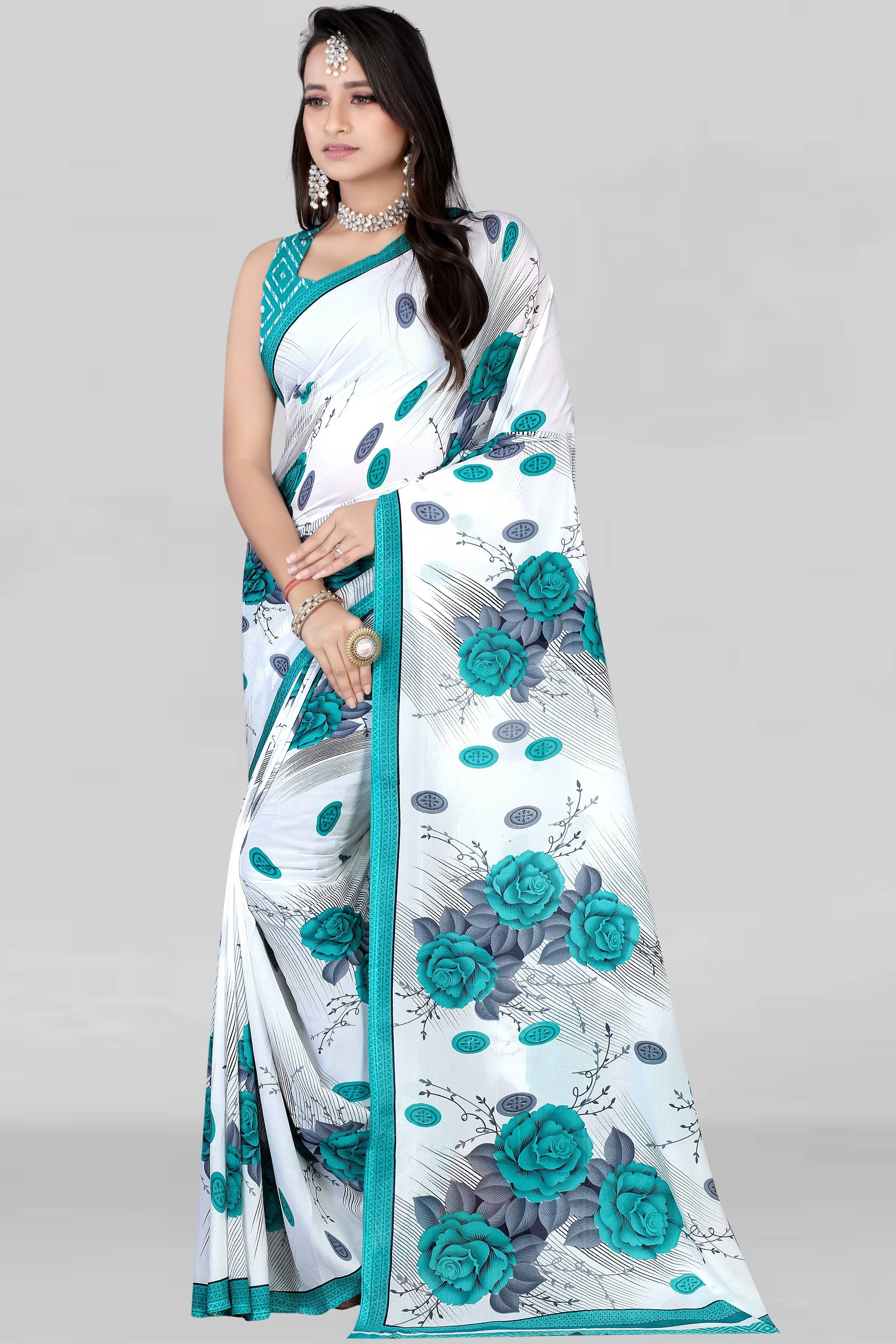 LEELAVATI Georgette Printed Saree With Unstitched Blouse Piece ( Multicolor ) LEELAVATI Georgette Printed Saree With Unstitched Blouse Piece ( Multicolor )