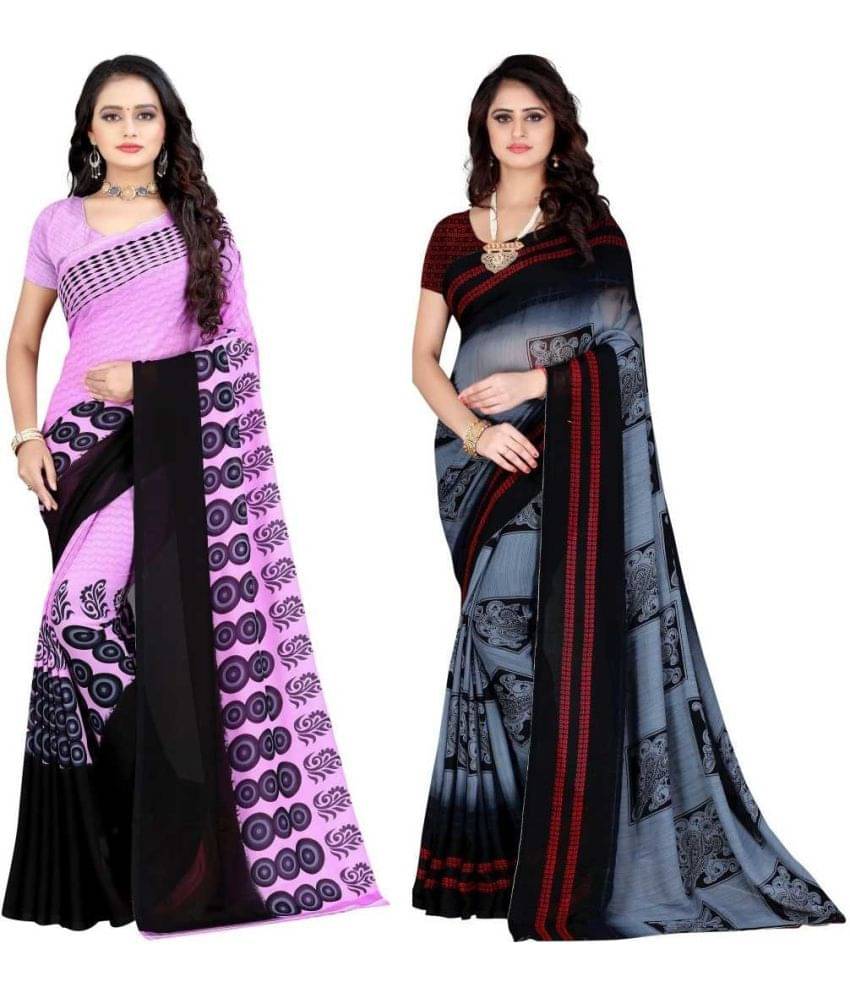 LEELAVATI Georgette Printed Saree With Unstitched Blouse Piece ( Multicolor )     			LEELAVATI Georgette Printed Saree With Unstitched Blouse Piece ( Multicolor )