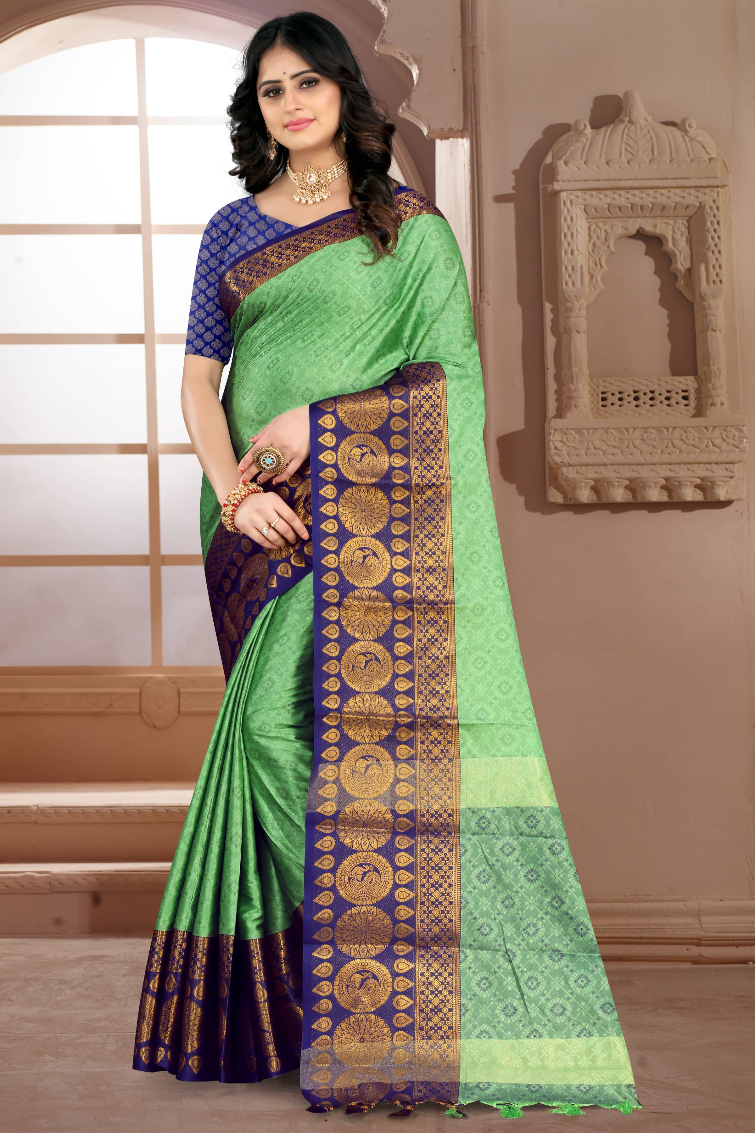 LEELAVATI Silk Woven Saree With Unstitched Blouse Piece ( Multicolor ) - Sarees | Buy online on ZillyBuy
