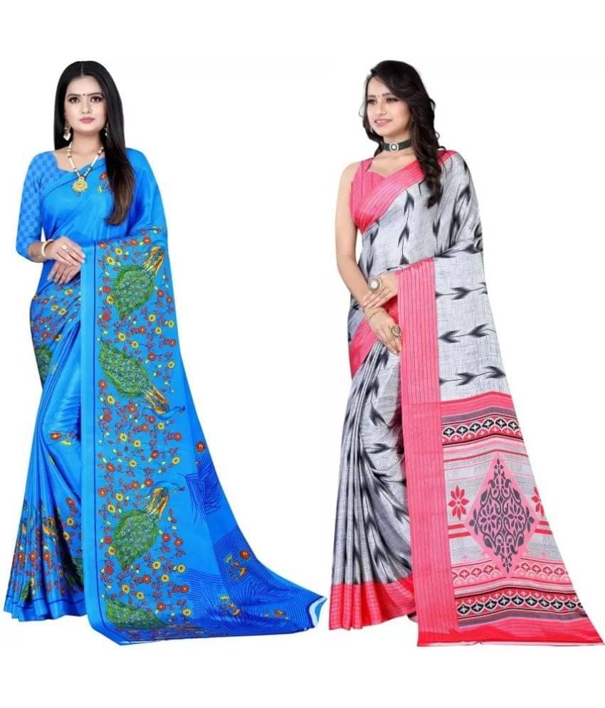     			LEELAVATI Crepe Printed Saree With Unstitched Blouse Piece ( Multicolour )