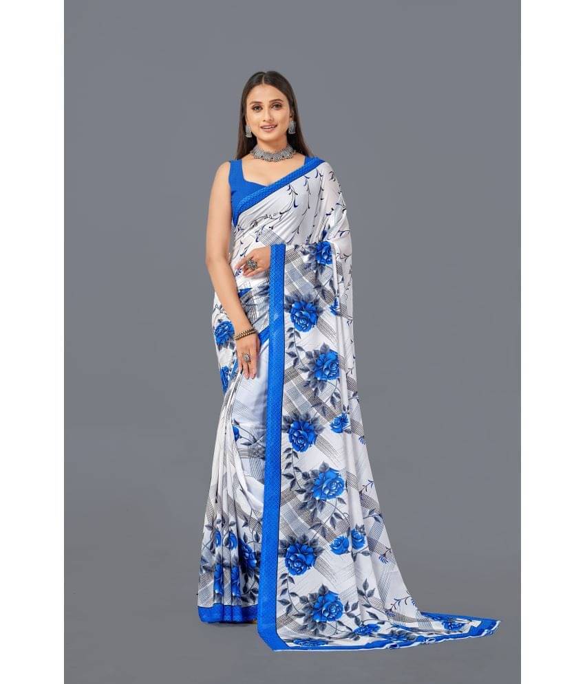 LEELAVATI Georgette Printed Saree With Unstitched Blouse Piece ( White ) LEELAVATI Georgette Printed Saree With Unstitched Blouse Piece ( White )