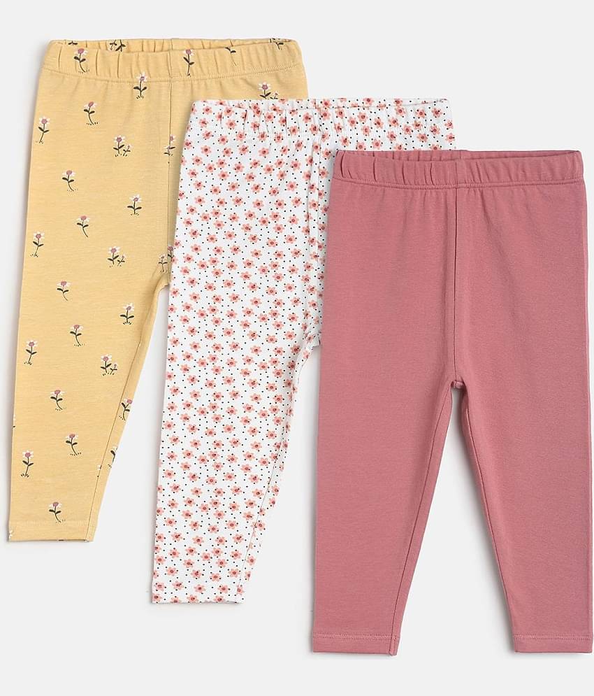 MINI KLUB Pack of 3 Baby Girls Cotton Legging ( Multi )