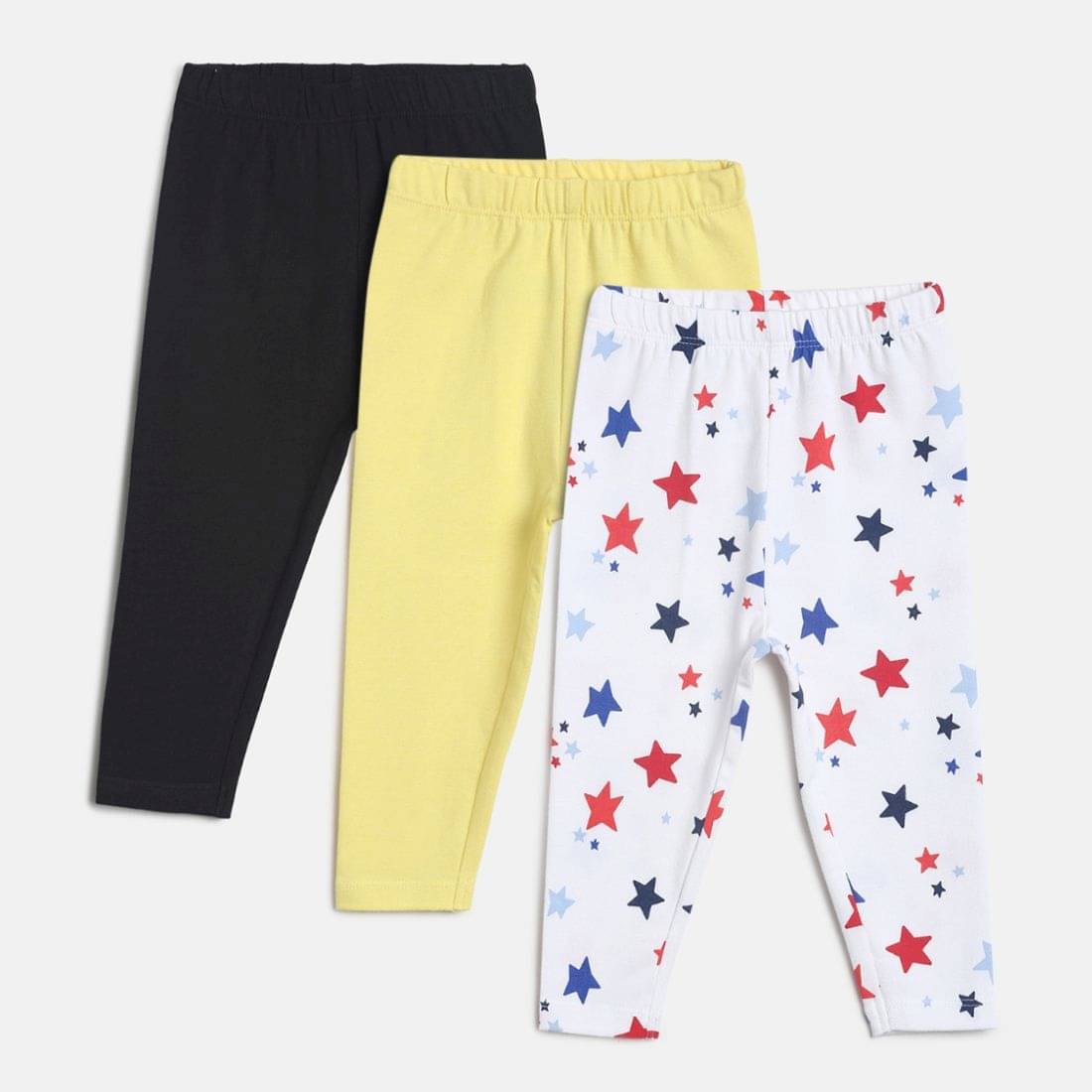     			MINI KLUB Pack of 3 Baby Girls Cotton Legging ( Multi )