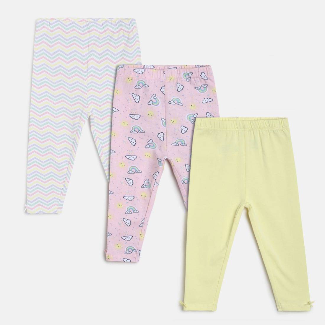     			MINI KLUB Pack of 3 Baby Girls Cotton Legging ( Multi )