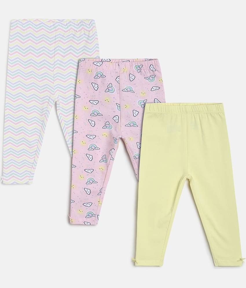 MINI KLUB Pack of 3 Baby Girls Cotton Legging ( Multi )