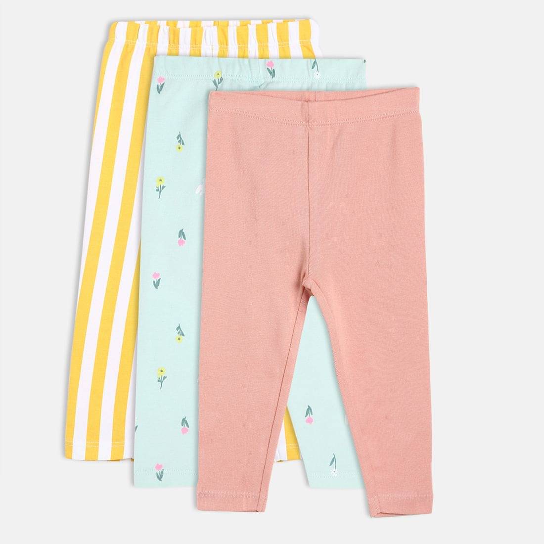     			MINI KLUB Pack of 3 Baby Girls Cotton Legging ( Multi )