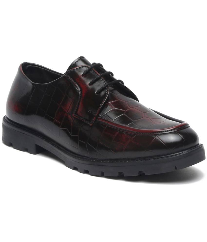 MUTAQINOTI - Maroon Men's Derby Formal Shoes     			MUTAQINOTI - Maroon Men's Derby Formal Shoes